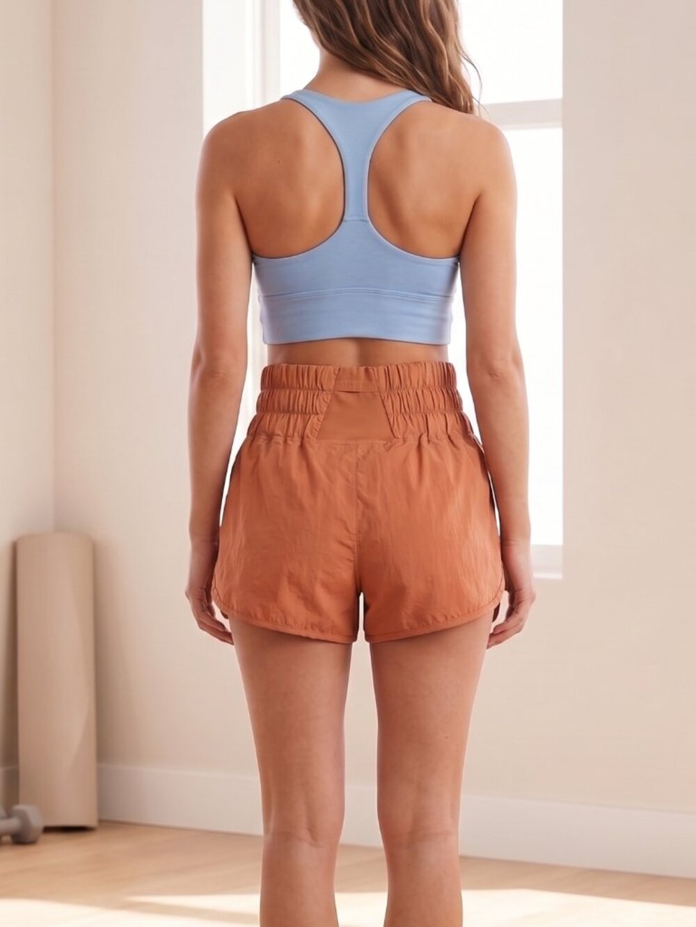 Free People FP Movement ‘The Way Home’ High-Waist Rust / Salmon Athletic Shorts - Picture 4 of 10